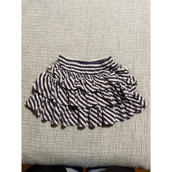 Mini Boden Striped Blue Grey Skirt Girls Size 5/6 - Picture 1 of 2